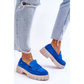 Slip-on skor i mocka för kvinnor Blå Fiorell 5