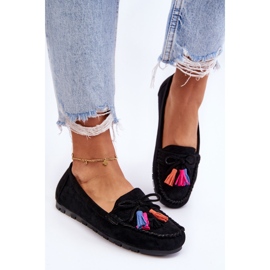 PS1 Loafers i mocka med rosett och tofsar Svart Dorine 6