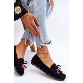 PS1 Loafers i mocka med rosett och tofsar Svart Dorine 7