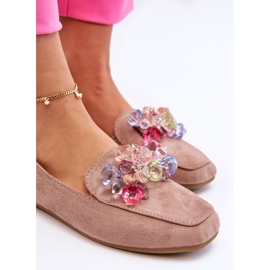 PS1 Mocka Loafers Med Dekorativa Kristaller Mörk Beige Arvilla 2