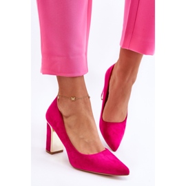 Klassiska mocka högklackade pumps Fuchsia Elizabeth rosa 2