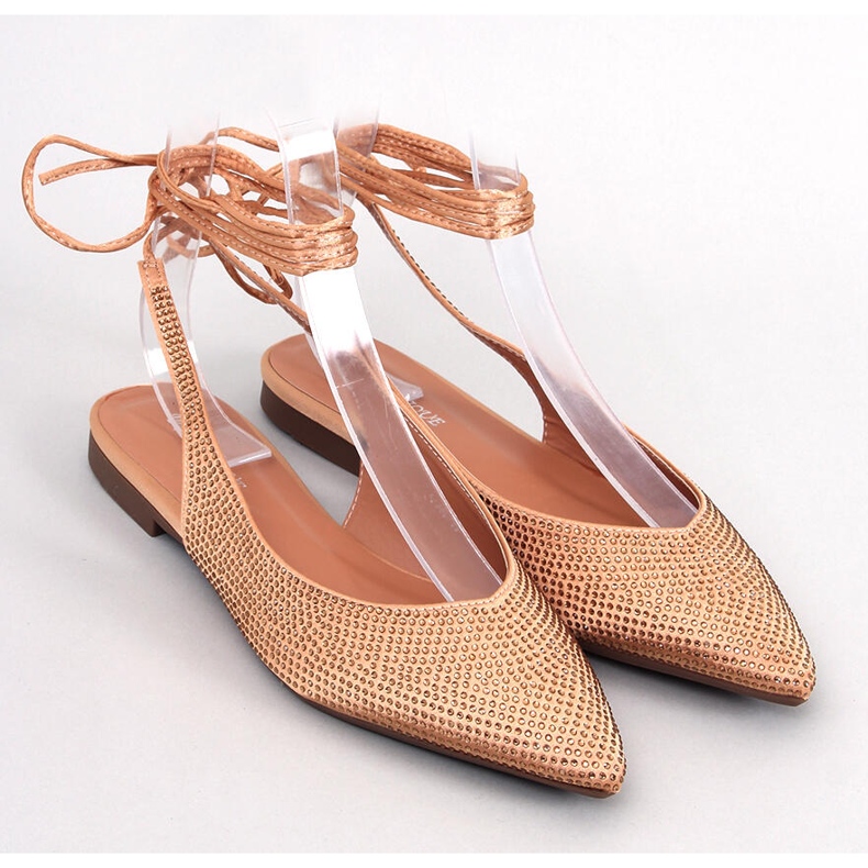 Rhinestone ballerinas med öppen klack från Vonda Champagne gyllene 1