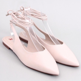 Jody Beige balettkläder med snörning och öppen klack 1