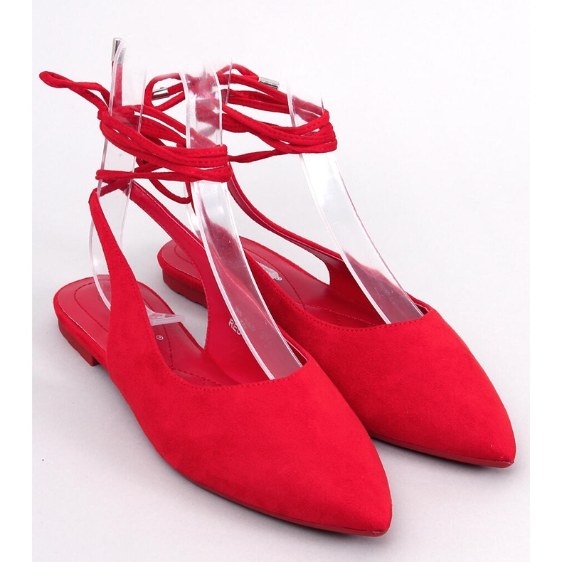 Pirson Röda balettkläder med snörning och öppen klack 1