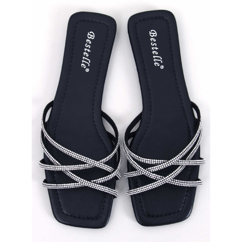 Rexha Black rhinestone sliders svart 1