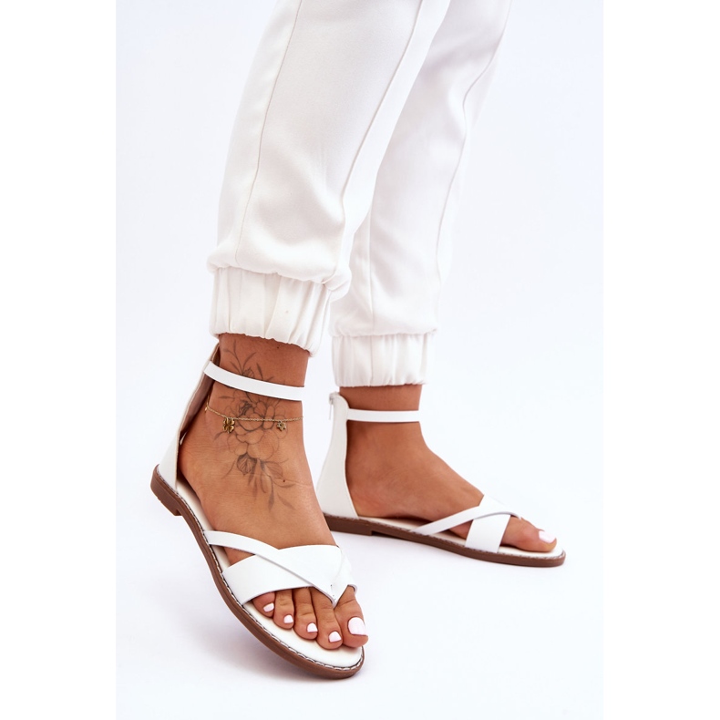 Platta sandaler med dragkedjor för kvinnor med dragkedja Vita Rise Up! 2