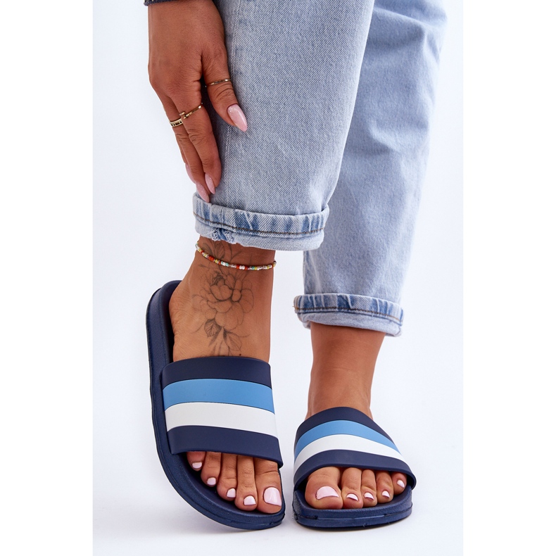 Randiga tofflor dam Marinblå Vision 2