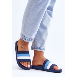 Randiga tofflor dam Marinblå Vision 1