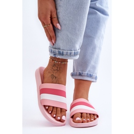 Rosa Vision randiga tofflor för kvinnor 1