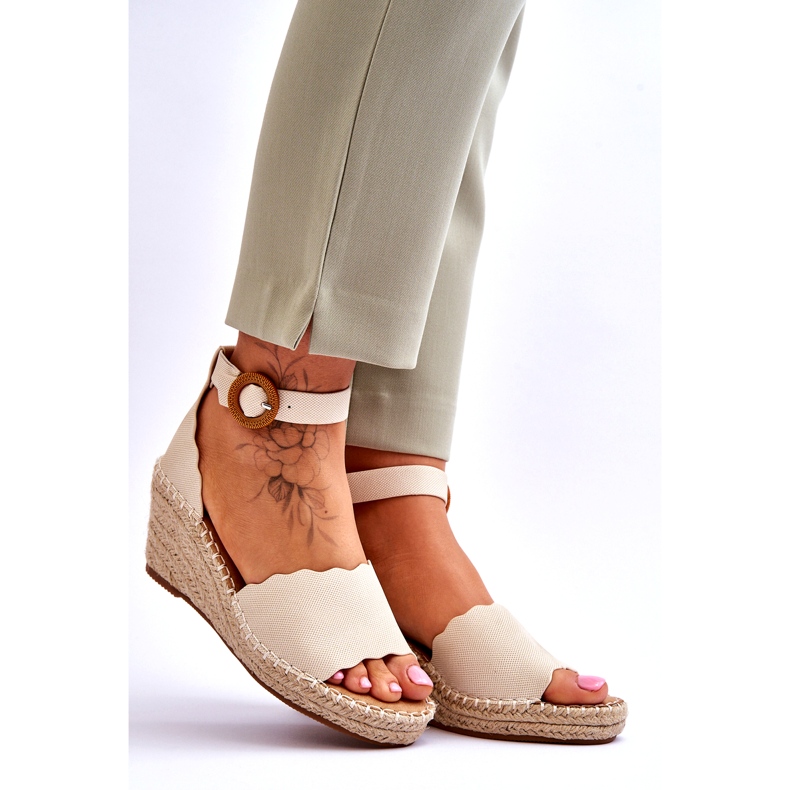 Evento Läder Wedge Sandaler Komfortsko Beige Verola 7