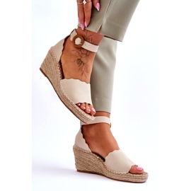 Evento Läder Wedge Sandaler Komfortsko Beige Verola 2