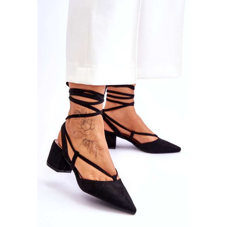 Black Carlotte Knotted Low Heel Pumps svart 3