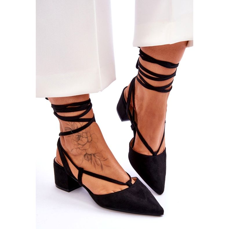 Black Carlotte Knotted Low Heel Pumps svart 4