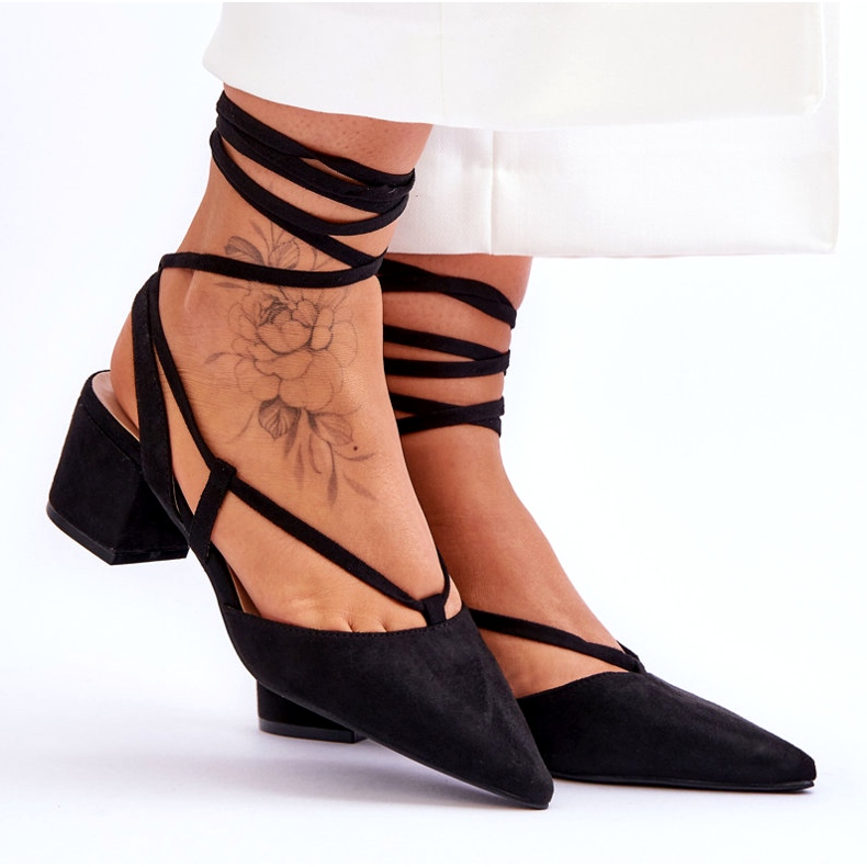 Black Carlotte Knotted Low Heel Pumps svart 6