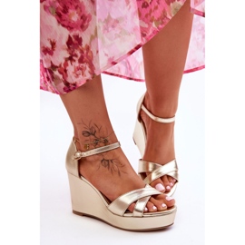 Klassiska lädersandaler Golden Givana gyllene 1