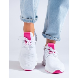 Shelovet vita sneakers med fuchsia-inlägg 1