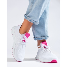 Shelovet vita sneakers med fuchsia-inlägg 2