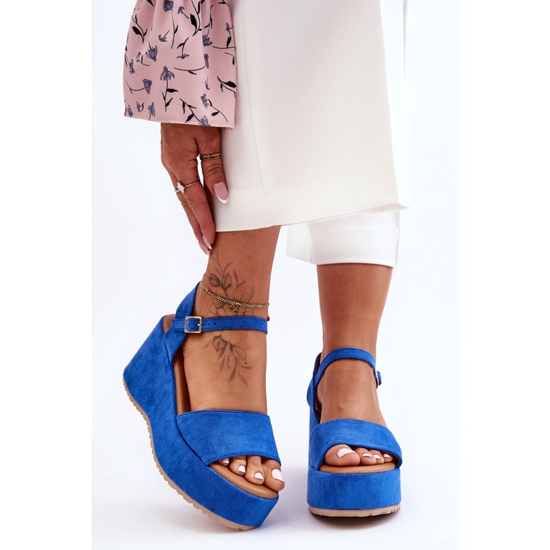 Damsandaler i mocka, blå Lydia 1