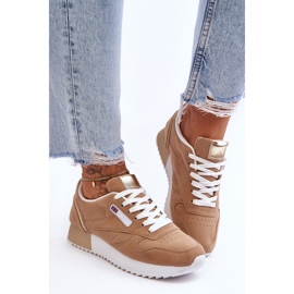 PM1 Merida Beige Läder Lace Up Platform Sportskor 2