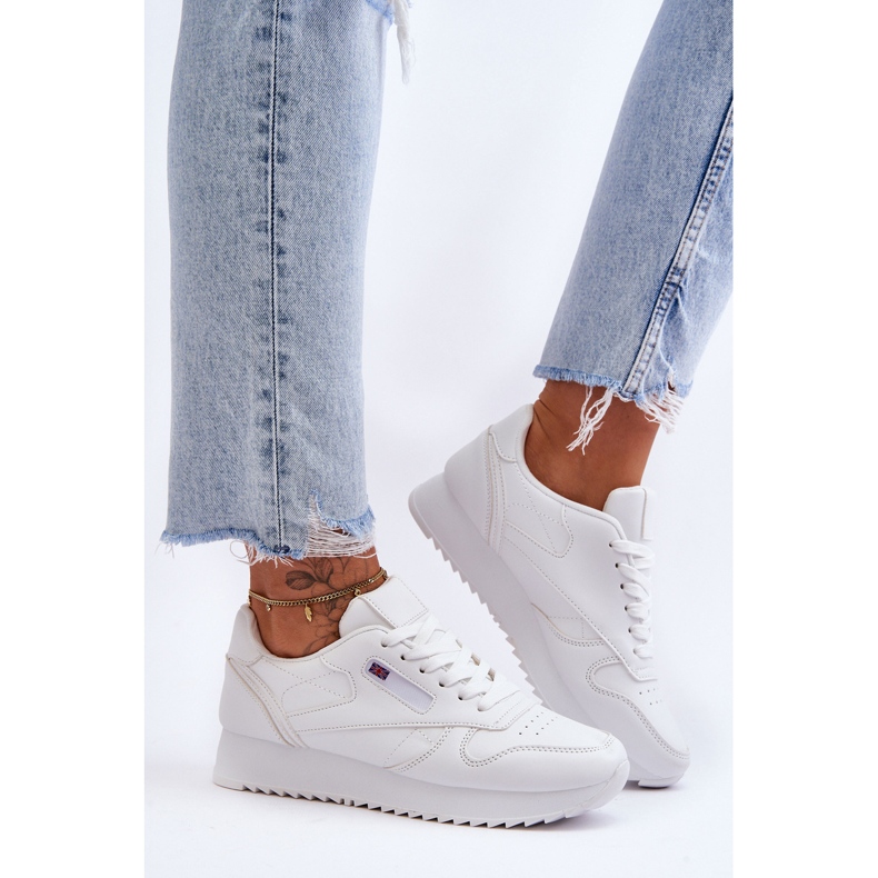 PM1 Vita Merida Läder Sportskor med snörning i plattform 1