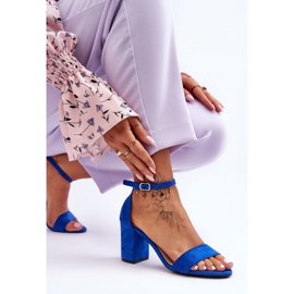 Blå Madame mocka sandaler med hög klack 1