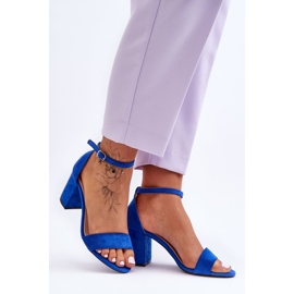 Blå Madame mocka sandaler med hög klack 2