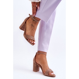 Högklackade mockasandaler Mörkbeige Madame 2