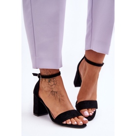 Svarta Madame mocka sandaler med hög klack 2