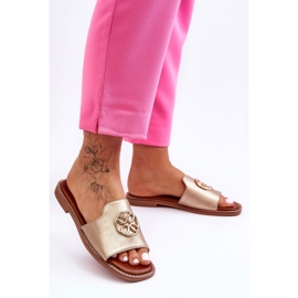 Klassiska sandaler med platt klack för kvinnor Golden Larotte gyllene 1