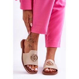 Klassiska sandaler med platt klack för kvinnor Beige Larotte 1