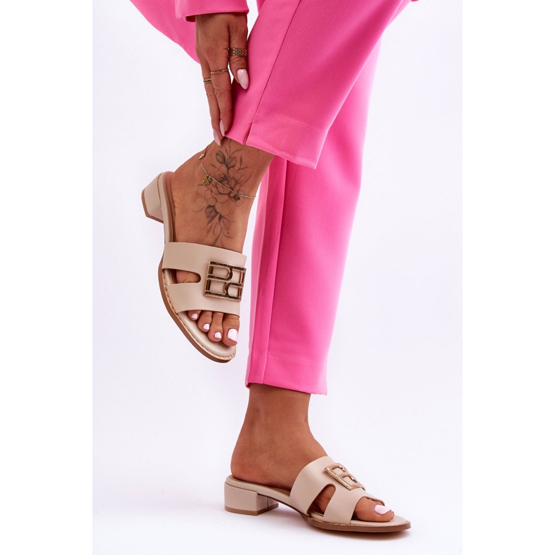 Eleganta tofflor för kvinnor med beige Atlantis-dekoration 2