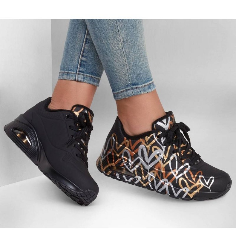 Skor Skechers Uno Metallic Love W 155523/BKGD svart 1