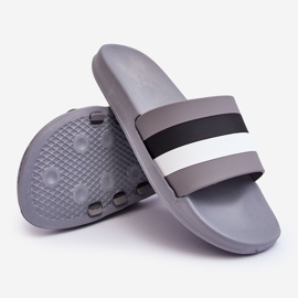 WJ1 Grå Vision Randiga tofflor för män 2