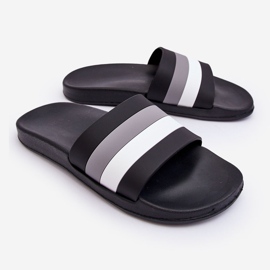 WJ1 Svarta Vision randiga tofflor för män 1