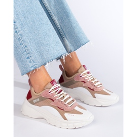 Big Star sneakers för kvinnor KK274055 beige vit rosa 1