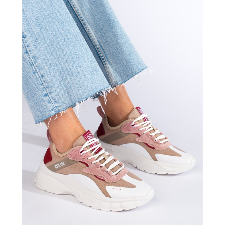 Big Star sneakers för kvinnor KK274055 beige vit rosa 1