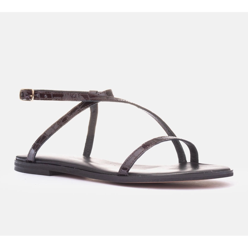 Marco Shoes Vinröda platta sandaler i läder 1