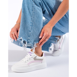 Bekväma Shelovet sportskor för kvinnor vit violett rosa grå 2