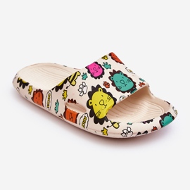 WJ1 Lätt skumtofflor för barn Lejonmotiv Beige Esther 1