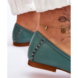Läderballerinor för kvinnor Maciejka 01358-36 Turkos grön 2