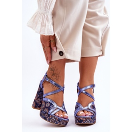 Läderklackar Sandaler Maciejka 06084-17 Marinblå 2