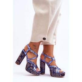 Läderklackar Sandaler Maciejka 06084-17 Marinblå 1