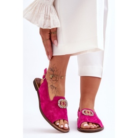 Platta mockasandaler med dekor Nicole 2744/067 Fuchsia rosa 1