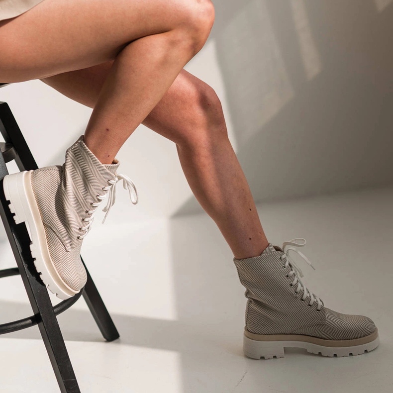 Marco Shoes Stövlar i naturligt bomullstyg beige 1