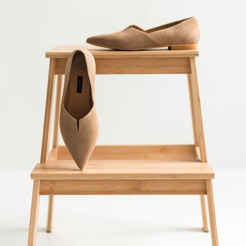 Marco Shoes Ballerinor i mocka med utskärning 1285P-047-1 beige 1