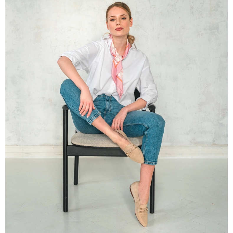 Marco Shoes Utsmyckade loafers beige 2