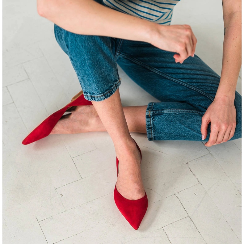 Marco Shoes Balettlägenheter med klack röd 1