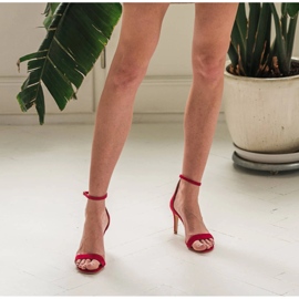 Marco Shoes Eleganta sandaler gjorda av naturlig mocka röd 1