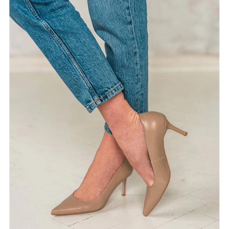 Marco Shoes Nappa-läderklackar beige 2