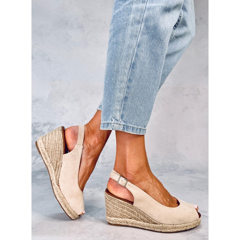 Nevil Beige espadrillor med öppen tå 1